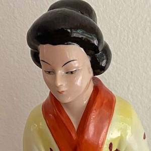 Vintage figural perfume lamp night lamp Geisha beautiful Japanese woman ethnic dress Art Deco style lamp figurine only