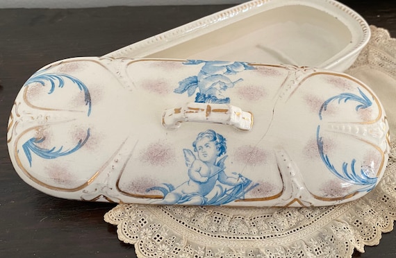 Vintage Staffordshire Razor Box Ceramic With Cherubs Porcelain | Etsy