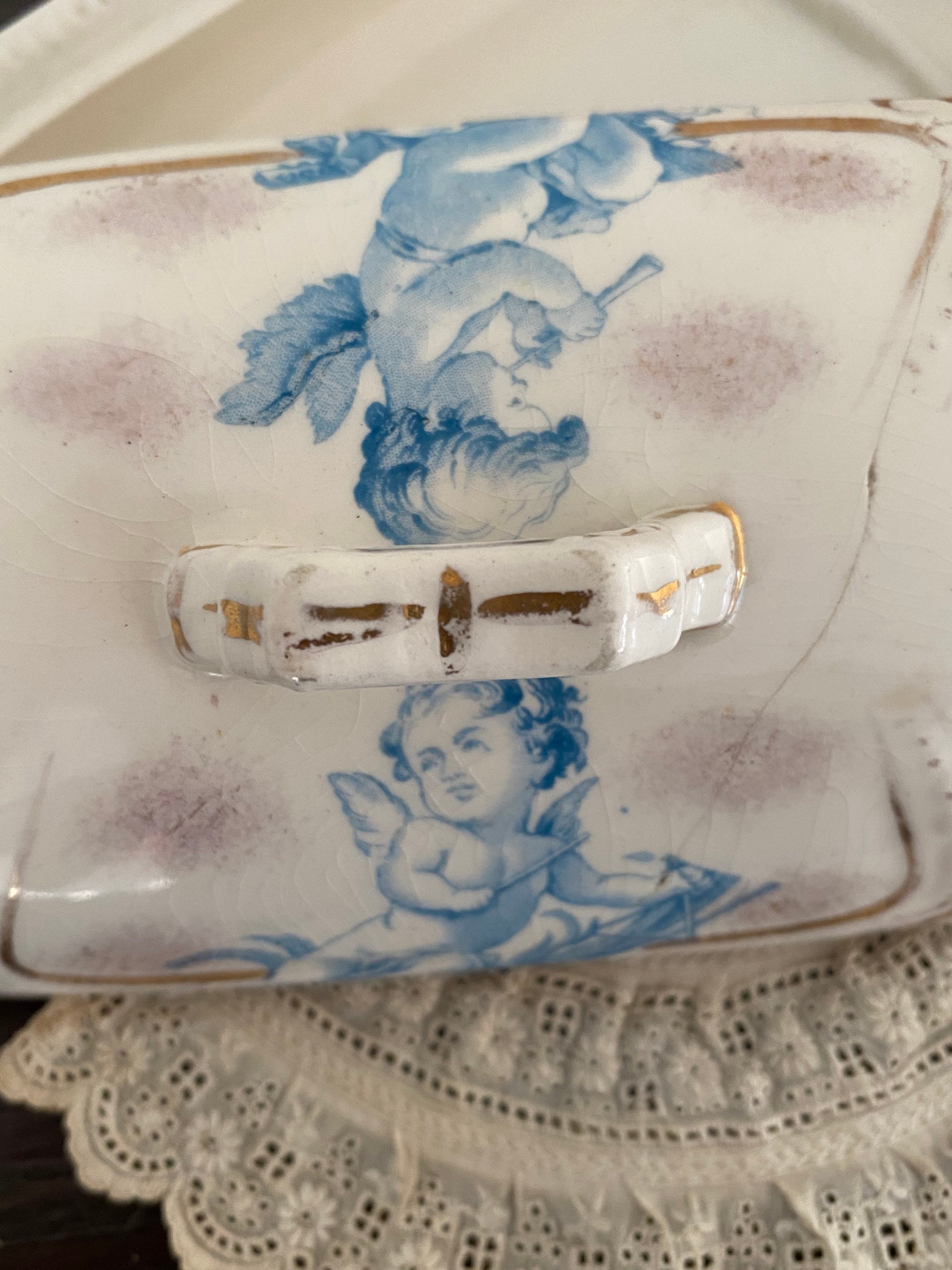 Vintage Staffordshire Razor Box Ceramic With Cherubs Porcelain | Etsy
