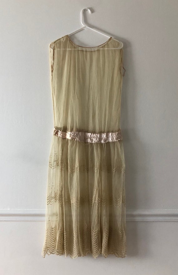 Antique Art Deco Flapper lace dress net wedding dr