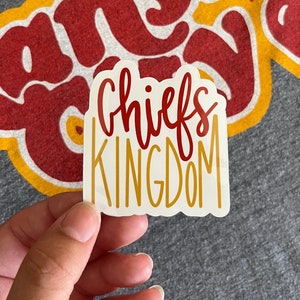 Chiefs Kingdom waterproof vinyl sticker, Chiefs laptop sticker, Kansas City football decal