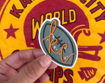 Kansas City football vinyl sticker, Chiefs laptop sticker, waterproof decal