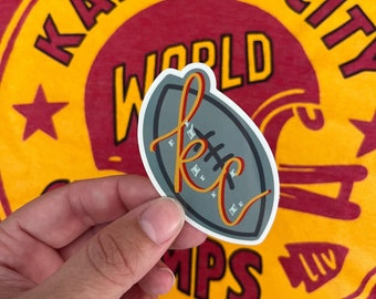 Kansas City football vinyl sticker, Chiefs laptop sticker, waterproof decal