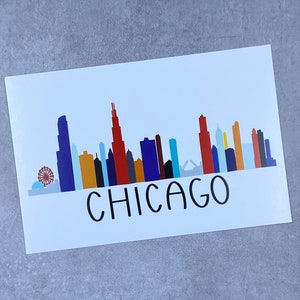 impressão/cartão postal do horizonte de chicago 4x6, impressão artística de chicago