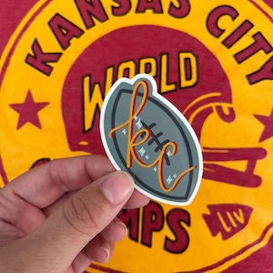 Kansas City football vinyl sticker, Chiefs laptop sticker, waterproof decal