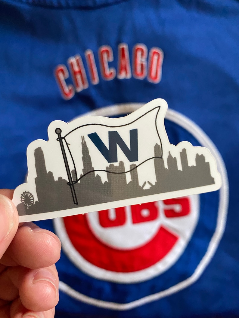 W flag Chicago skyline vinyl sticker Cubs W flag sticker W Etsy