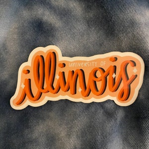 University of Illinois vinyl sticker, laptop sticker, bottle sticker