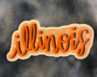 University of Illinois vinyl sticker, laptop sticker, bottle sticker