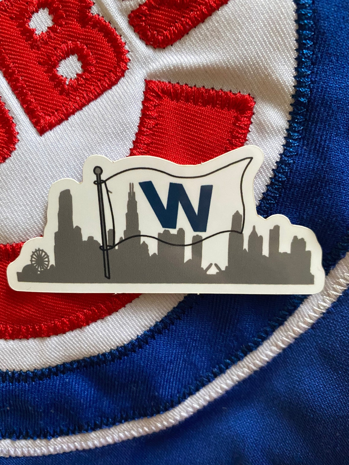 W flag Chicago skyline vinyl sticker Cubs W flag sticker W Etsy