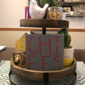 KC Chiefs wooden shelf sitter, KC Chiefs mini wooden sign