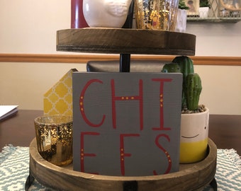 KC Chiefs wooden shelf sitter, KC Chiefs mini wooden sign
