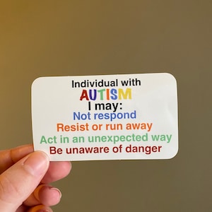 autism emergency warning weatherproof vinyl sticker, waterproof car decal