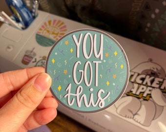 you got this vinyl weatherproof three inch sticker, positive laptop sticker, car decal