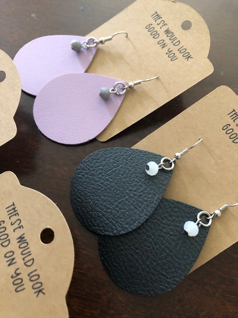Vegan leather jewel earrings faux leather earrings with jewel Etsy