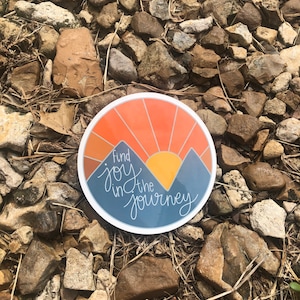 find joy in the journey mountain vinyl decal, mountain laptop sticker