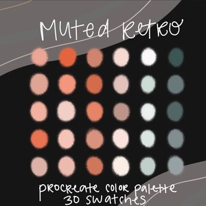 Muted Retro procreate color palette, digital color palette, color swatch file