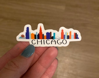 Chicago skyline vinyl sticker, Chicago laptop sticker, Chicago decal