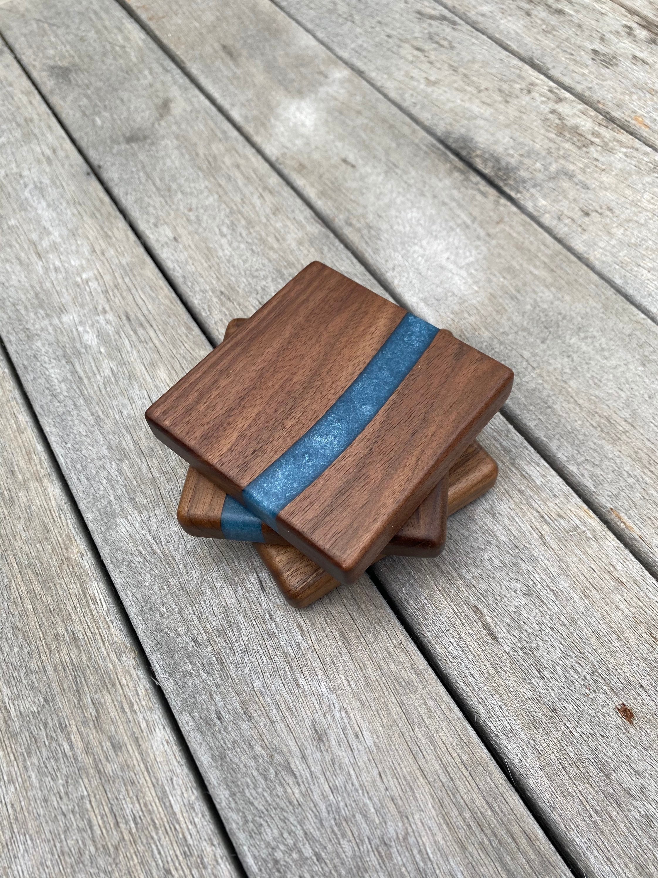 Walnut Epoxy Coasters 3 Etsy