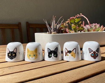 Meow ! Cat Toothbrush Holder, Pen Stand --Black ,Tuxedo , Calico , Tubby --