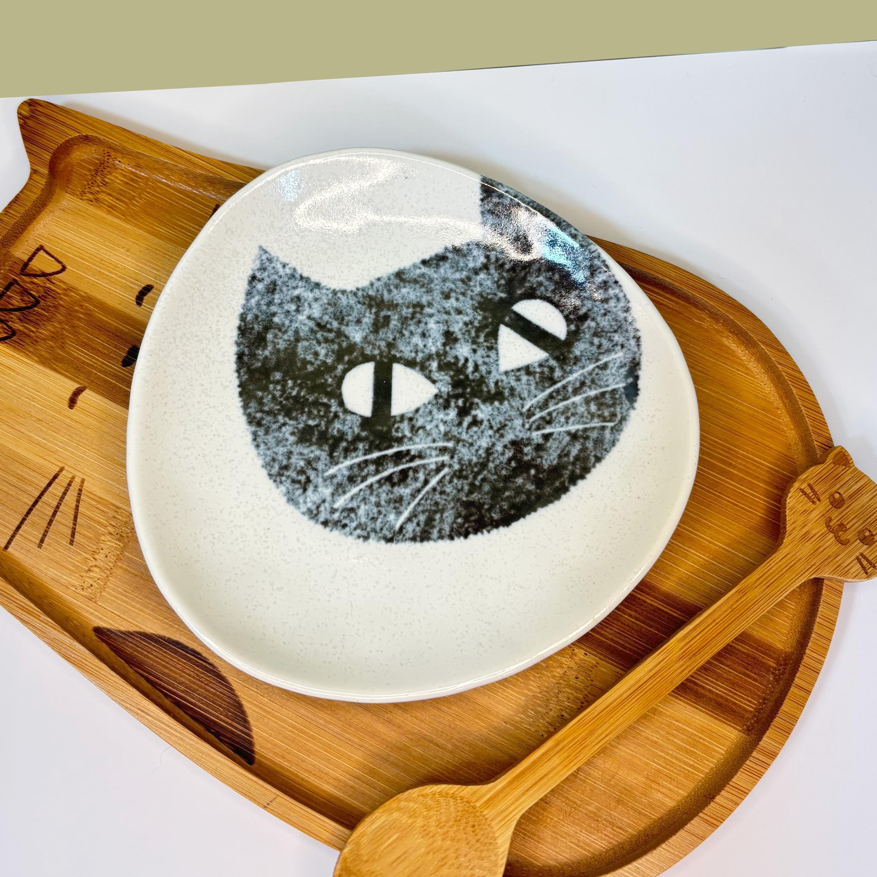 Nyanko Black Cat Face Plate: Kawaii Ceramic Dish - Etsy