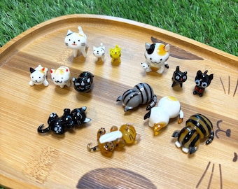 Figura de gato de cristal en miniatura, gatito vietnamita