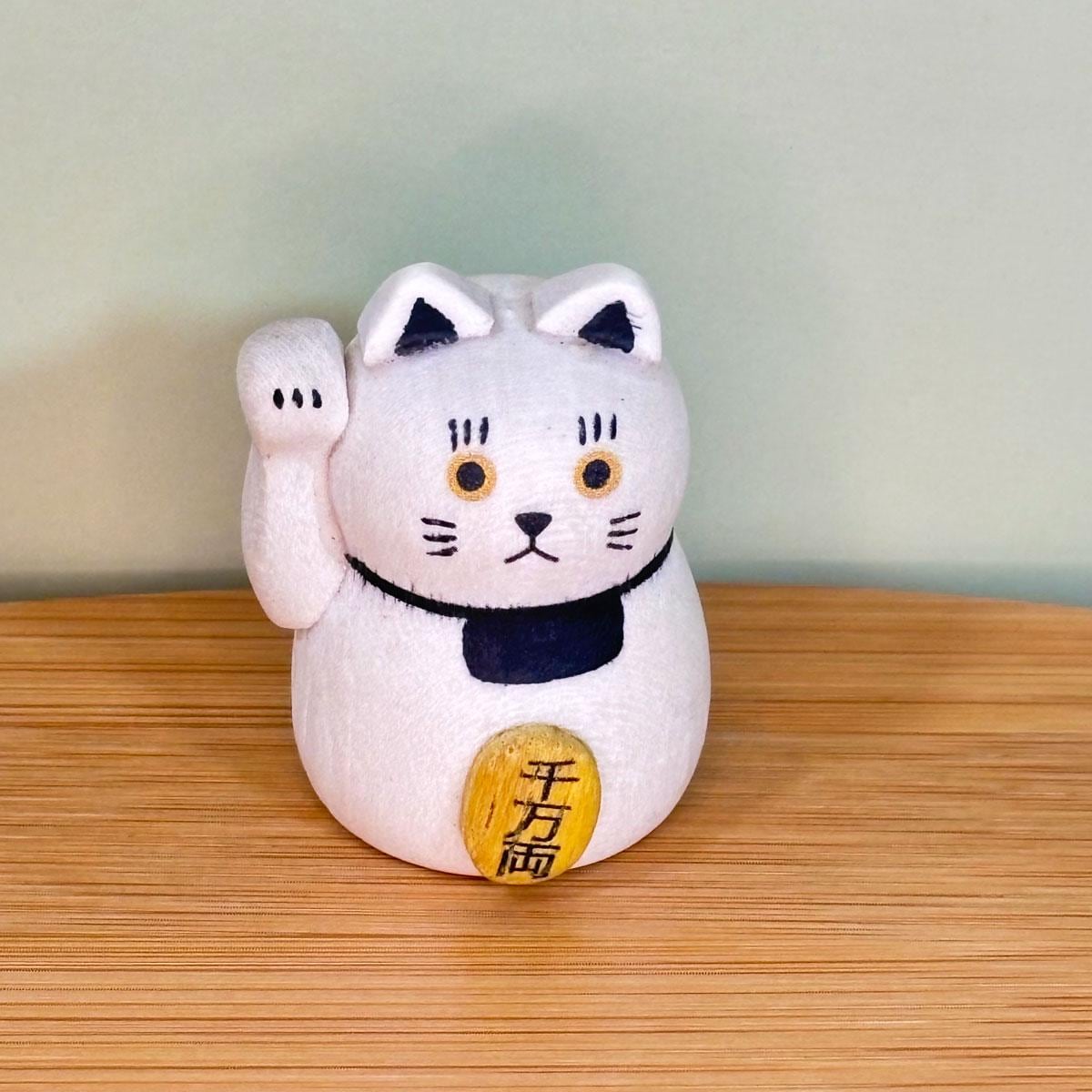 Maneki-neko Beckoning Cat Lucky Cat Made From Wood - Etsy