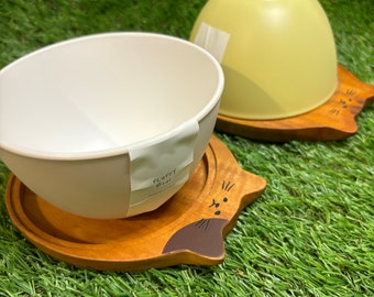 Set of Bowl and Cute cat pattern tray