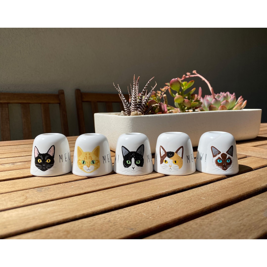 Meow Cat Toothbrush Holder, Pen Stand black ,tuxedo , Calico , Tubby Etsy