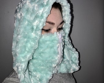 Mint Faux Fur Zip Hood