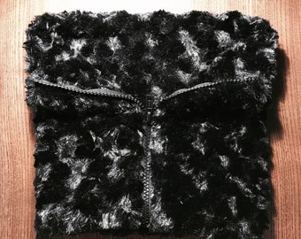 Black Faux Fur Face Mask w/ Zipper