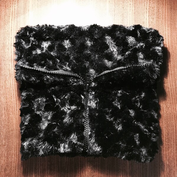 Black Faux Fur Face Mask w/ Zipper