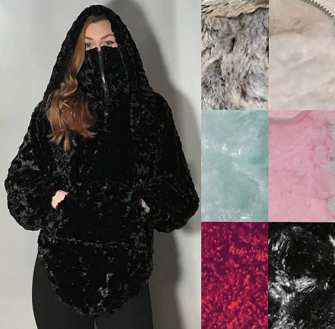 white fur hoodie men