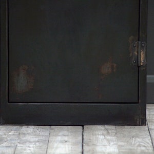 Customisable single door vintage industrial locker with brass T knob. image 5