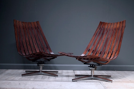 A pair of original rosewood  "Scandia" lounge chairs by Georg Eknes for Hans Brattrud. Can be sold individually.