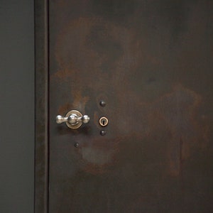 Customisable single door vintage industrial locker with brass T knob. image 4