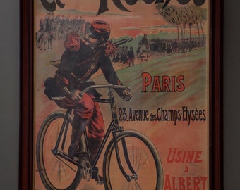 An original, extra large, linen backed poster for "Cycles Rochet" circa 1895.