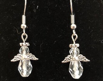 Small Clear Angel Earrings