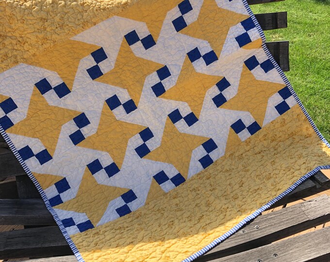 Blue and Yellow Friendship Star Quilt - Etsy