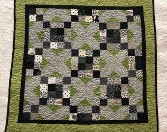 Green and Black table topper quilt