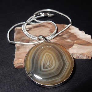 Brazil Agate Handmade Sterling Silver Pendant Chain Necklace Cabochon Gemstone