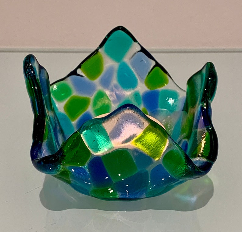 Fused glass tealight holder