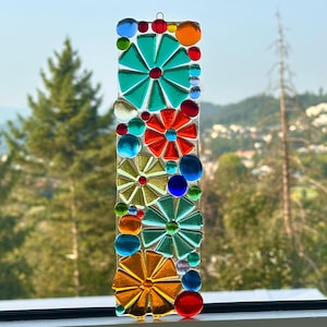 Fused glass flower suncatcher