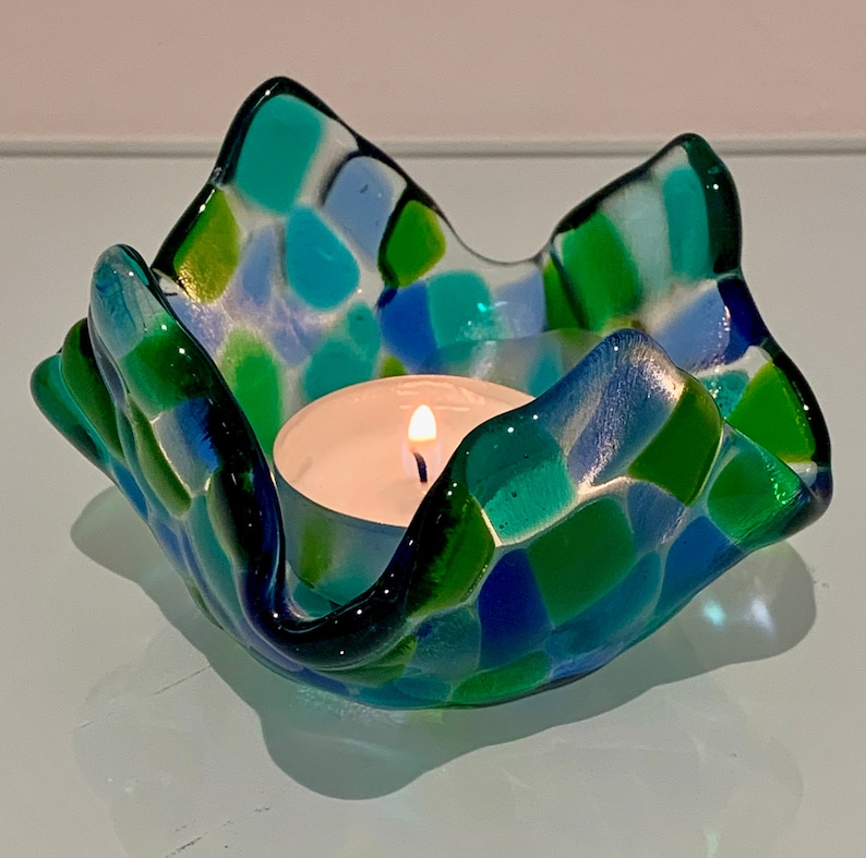 Fused glass tealight holder