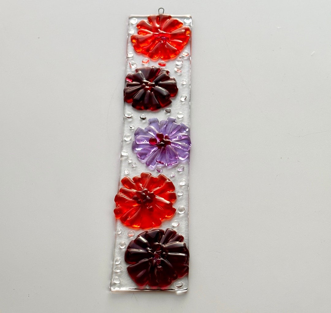 Fused Glass Wall Hanging/suncatcher With Flowers Etsy