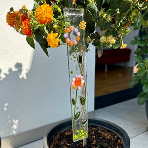 Fused glass suncatcher with 2 flowers