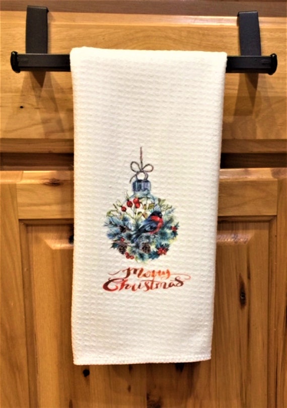 Christmas Ornament Kitchen Towel, Christmas Tree,bird,holiday  Decor,decorated Dish Towel,gift Under 20 Dollars,gift Under 50,housewarming  