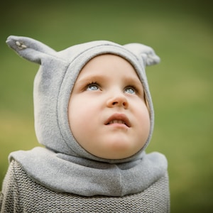 Balaclava, kids hat helmet with merino wool inside, Bembi balaclava