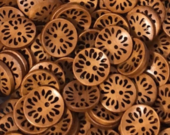 8, 16 or 32 Wood flower 23mm buttons wood flower buttons sewing crafts 23mm 7/8" 23 mm 7/8 inch flowers wood hollow flower