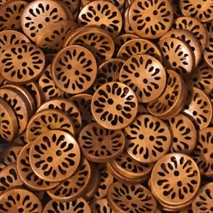8, 16 or 32 Wood flower 23mm buttons wood flower buttons sewing crafts 23mm 7/8" 23 mm 7/8 inch flowers wood hollow flower