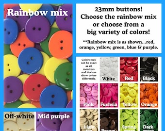 23mm Plastic buttons black white green pink red blue round plastic crafts rainbow 23mm 7/8" 23 mm large plastic buttons 2 hole 23mm plastic